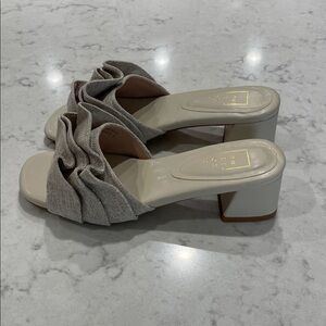 ShuShop Light Tan Ruffle Block Heels